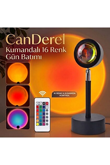 Kumandalı 16 Renk Gün Batımı Renkli Gökkuşağı Projeksiyon Lambası Fotoğraf Çekimi Usb Led Işık