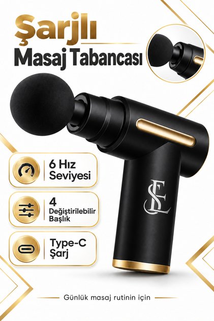 Yeni Nesil Şarjlı Masaj Tabancası Sporcu Masaj Aleti En Siga 4 Başlıklı