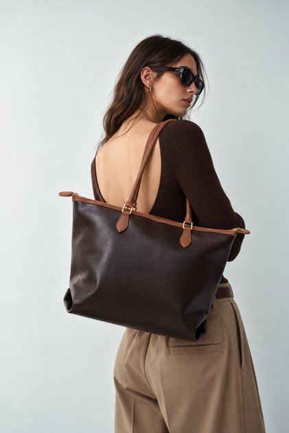 Lenny Women's Strap Shoulder Bag - Shopper Bag Brown