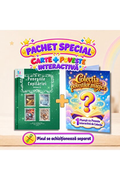 Pachet Poveștile Copilăriei Volumul 3 Carte cu sunete interactivă + 1 Poveste Interactivă Surpriză, cu sunete și efecte speciale, compatibil cu pixul Minibooks, FĂRĂ PIX
