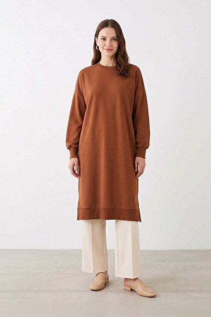 Kadın Basic Tunic - 30645TUN Kahverengi