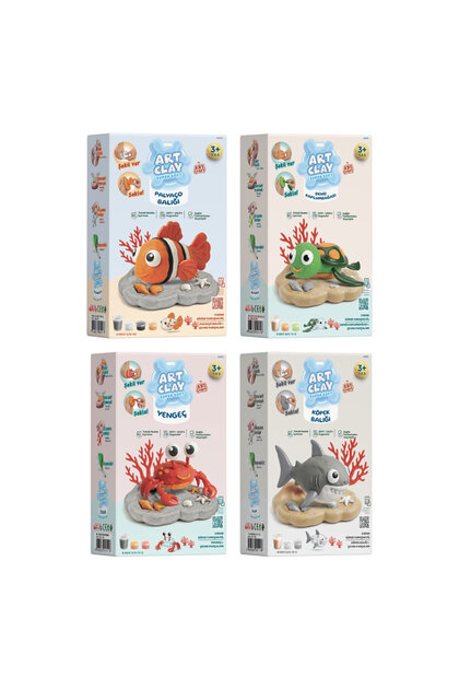4 'lü Set - Art Clay Deniz Canlıları Süper Hafif Kil // Art Clay Sea Creatures Super Light Clay