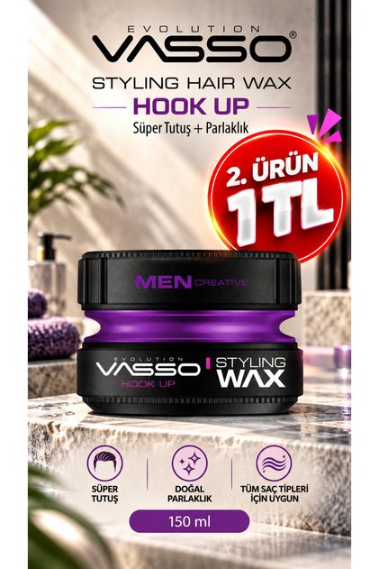 24 Saat Dalgalı Ve Kıvırcık Saçlar Için Süper Tutuş Ve Parlaklık Kazandıran Wax - Hook-up Pro 150 ml