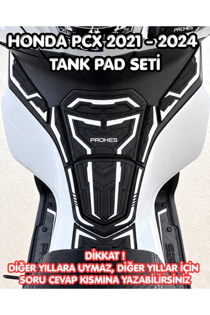 HONDA PCX 2021-2024 KAUÇUK BEYAZ DETAYLI TANKPAD TAKIMI SETİ TANK PAD 1.KALİTE (DİĞER YILLARA UYMAZ SADECE 2021 2022 2023 2024 UYAR)
