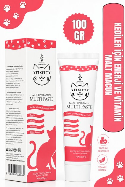 Kediler Için Multivitamin Kedi Maltı Kedi Vitamini (100 Gr )