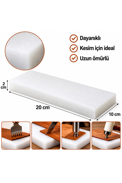 Deri Hobi Kesim Ve Zımba Takozu 20x10x2 Cm Sert Plastik Deri El Aleti