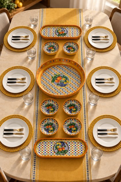 Home 9 Parça Metal Küçük Boy Kahvaltılık Seti Lemon Design Turuncu