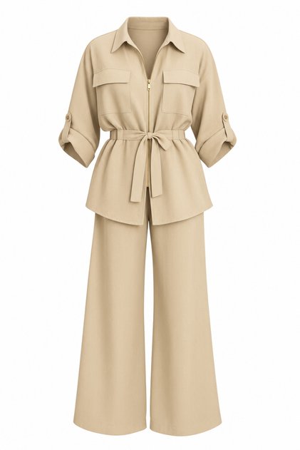 Drawstring Waist Modal Jacket and Pants Set