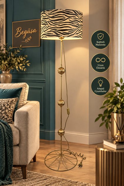 Palermo Lambader Eskitme No:12, Modern Lambader, Dekoratif Ayaklı Lambader, Köşe Lambader, Salon ve Oturma Odası Aydınlatması