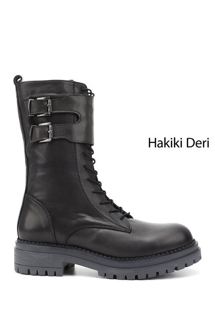 Women's Gray Zippered Genuine Leather Boots