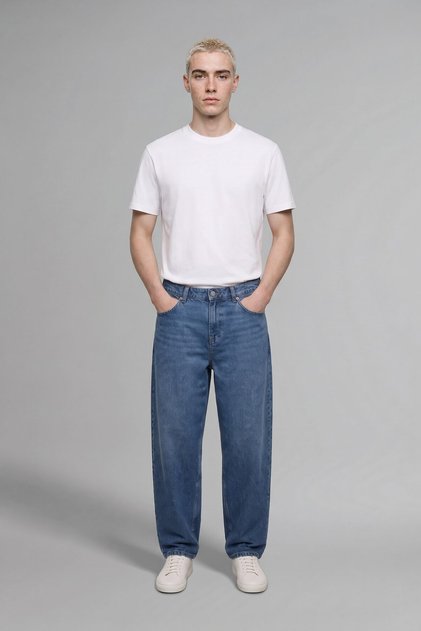 Relaxed Fit Comfortable Fit Regular Waist Tube Leg Jean Trousers I8901Ax26Au