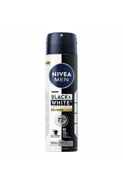 Men Black & White Invisible Epic Night Spray Antiperspirant 48h, 150 ml