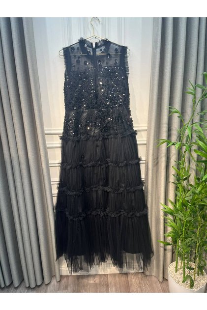 Black Luxury Evening Dress Long Sleeveless Gowns (Sleeveless)