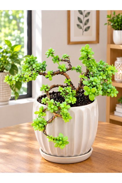 Dwarf Jade Afra Bonsai Jade With Ceramic Pot
