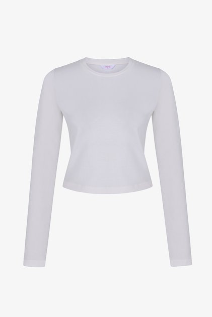 Cotton Ecru Crew Neck Top