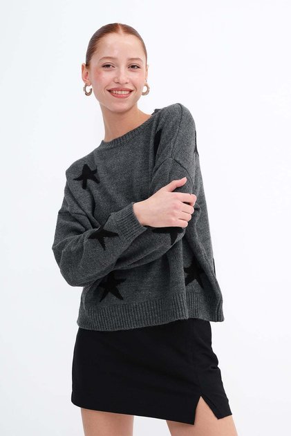 Star Patterned Knitwear Sweater K3512
