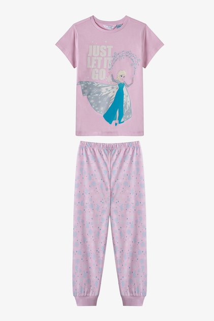 Devojčin roze Lic F.frozen set pidžama kratkih rukava