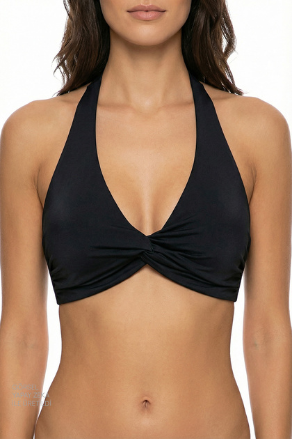 Siyah New Üçgen Twist Bikini Üstü