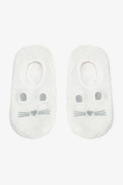 Off-White Cute Cat Embroidered Home Shoes