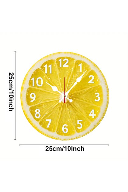 10 inch GZ-WYT09120011 Lemon-Themed Wooden Round Silent Hanging Wall Clock, Suitable For Living Room