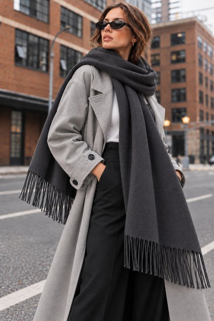 Soft Feel Women's Scarf – Soft Textured Wide Oversized Tassel Shoulder Shawl