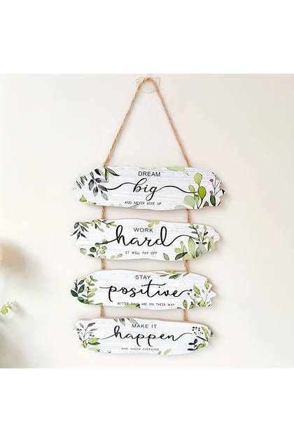 GP-4 1pc Wooden Inspirational Hanging Festive Decor For Home & Gift 3D Wall Art With Rope For Room &