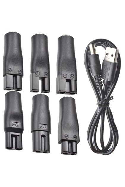 black 7 PCS Power Cord 5V Replacement Charger USB Adapter Suitable for Electric Hair Clippers, Beard