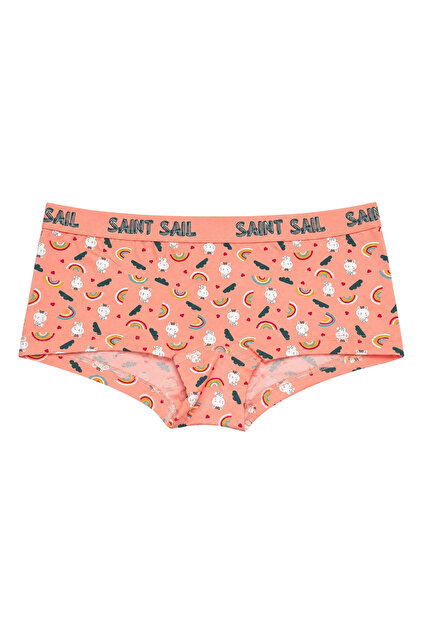 Patterned Cotton Lycra Fabric Printed Couple Boyshort Women's Panties