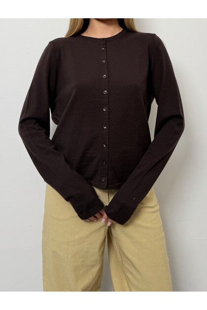 Women's Premium Textured Crew Neck Cardigan