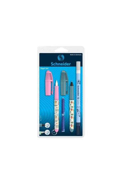 Set de pixuri + roller Zippi + Corry clip + 2 rezerve/blister 2025/2026 roz+verde