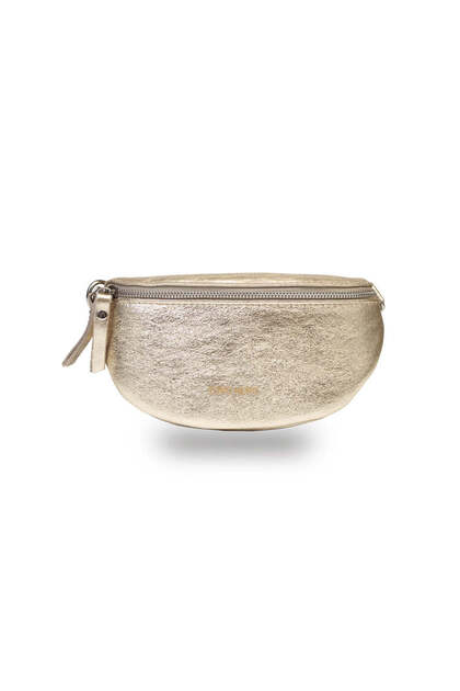 Geantă de damă din piele naturală aurie Waist Glam
