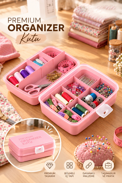 1192 12 Compartment Multi-Purpose Organizer Jewelry Buckle Makeup Ring Storage Box Fisherman Material Box Pink