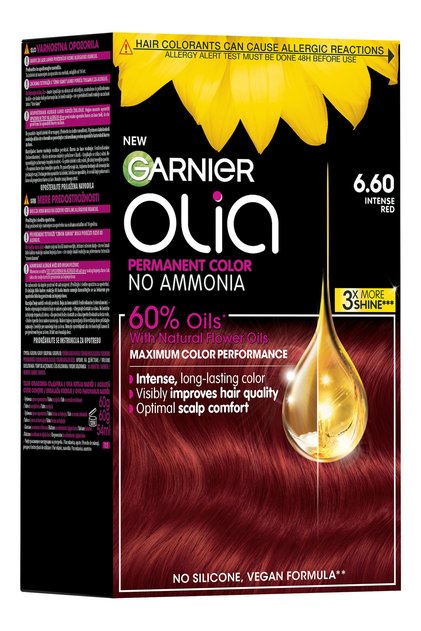 Vopsea de par permanenta fara amoniac Garnier Olia 6.60 Intense Red, 174 ml
