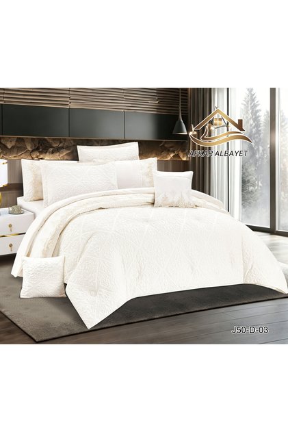 Luxury Jacquard Bedspread 8 Pieces Quilted Bedspread with Filling and Fitted Sheet - Bedding Set