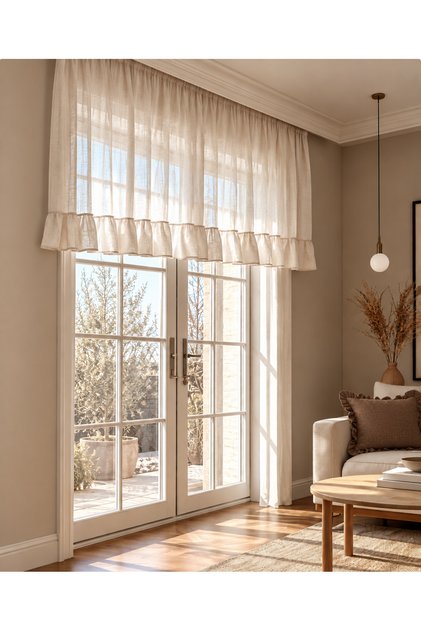 Farbela Curtain Vintage Ruffled Short Kitchen Curtain