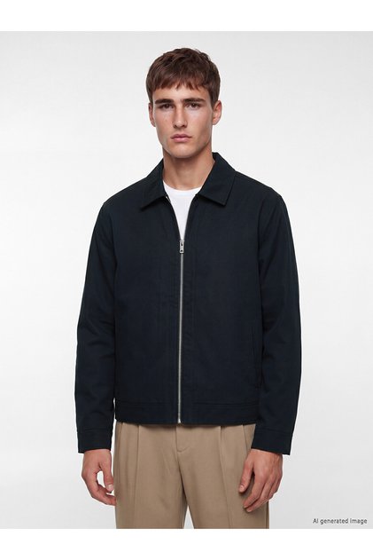 Nevavm with Difference Lcw Vision Navy Blue Regular Fit Shirt Collar Men's Jacket