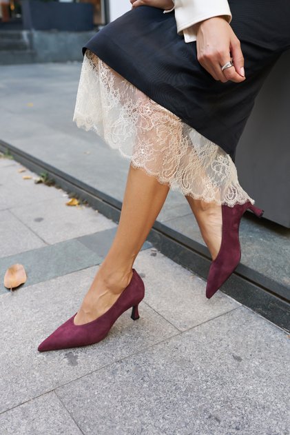 MINO KADIN BORDO HAKIKI SUET TOPUKLU STILETTO