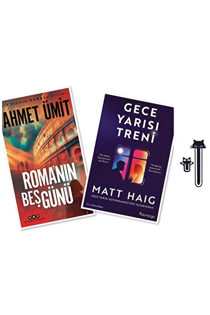 Roma’nın Beş Günü (Ahmet Ümit Son Kitabı) - Gece Yarısı Treni (Matt Haig Son Kitabı) +2 Aba Kitap Ayracı