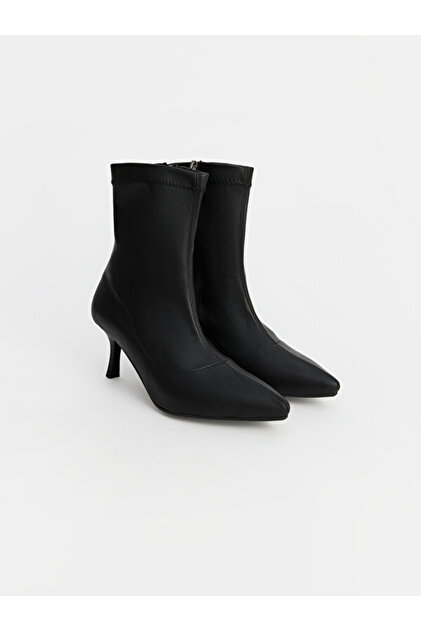 Pointed Toe Thin Heeled Zippered Women's Boots