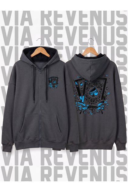 Printed Unisex Zippered Hooded Sweatshirt Cardigan