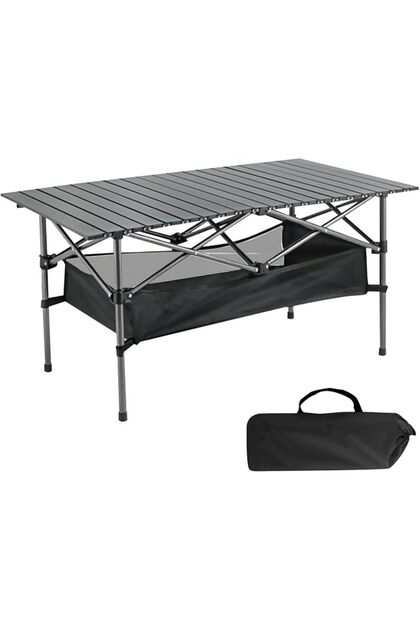 Portable Camping Table, Folding Outdoor Roll-up Table with Carry Bag, Carbon Steel Desktop