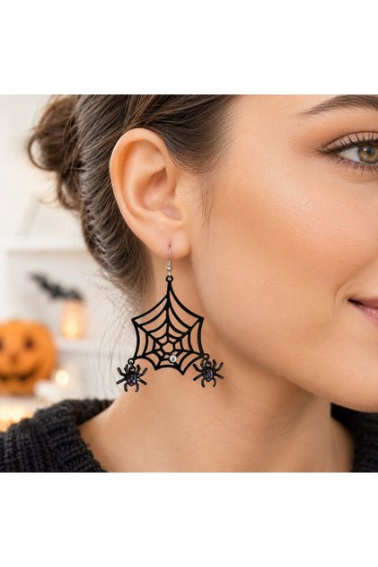 Cercei panza paianjen ngr+paianjen - Accesorii Deghizare Halloween