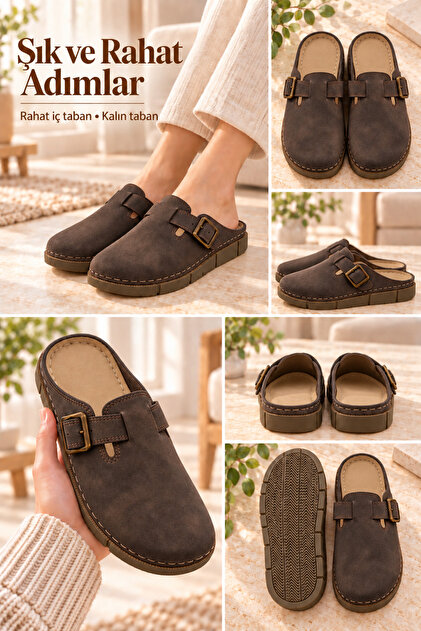 Women's Buckle Anatomical Thick Comfortable Sole Medical Mother Slippers Street Slippers