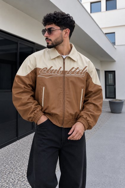 New Season Men's Quilted Oversize Bomber Leather Jacket