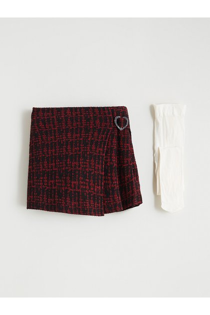Alita City Lcw Kids Red Plaid Girls' Shorts Skirt with a Difference