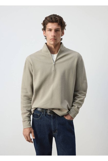 Fermuarlı pamuklu sweatshirt