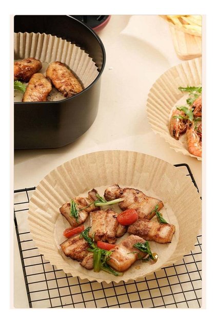 100 Pcs Air Fryer Disposable Paper Liner, Non-Stick Oil Resistant Round Parchment Paper Liners