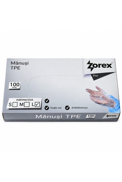 Zorex Manusi TPE unica folosinta, L, 100 buc/cutie