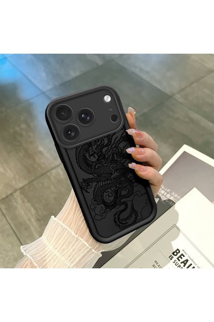 iPhone 17 Pro Max Compatible Stylish Dragon Print Case, Full Coverage Silicone Long-Lasting