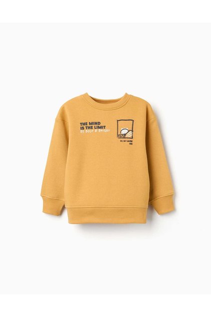 Brushed Sweatshirt With Embossed Print For Boys, Yellow